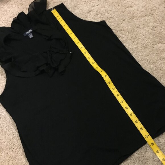 Chaps Gothic Black Ruffle Collar Tie Up Tank Top - Picture 12 of 12
